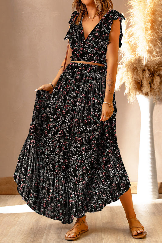 Twilight Bloom Two-Piece Skirt Set